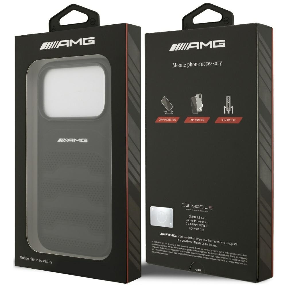 Etui AMG Leather Debossed Lines Logo do iPhone 17 Pro czarny
